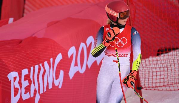 Mikaela Shiffrin schied beim Riesenslalom in Peking im ersten Durchgang aus.