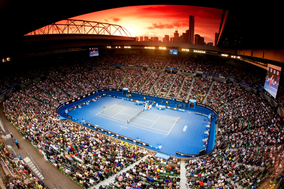 Die sengende Hitze der australischen Sonne in der Rod Laver Arena.