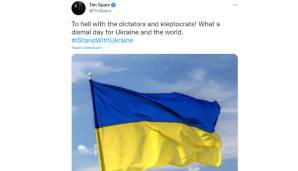TIM SPARV: "Zur Hölle mit den Diktatoren! Was für ein düsterer Tag für die Ukraine und die ganze Welt!", schrieb der ehemalige finnische Nationalspieler.