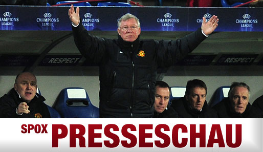 Sir Alex Ferguson muss entsetzt mit ansehen, wie sein Team gegen den FC Basel verliert