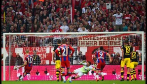 Per Foulelfmeter besorgte Arjen Robben den Sieg im Hinspiel der Bundesliga-Saison 2014/2015