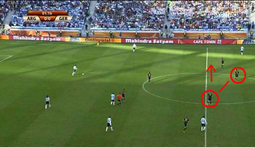 Der Ball wandert Richtung Argentiniens linke Seite. Die beiden Sechser verschieben in diese Richtung und halten dabei den Abstand zueinander