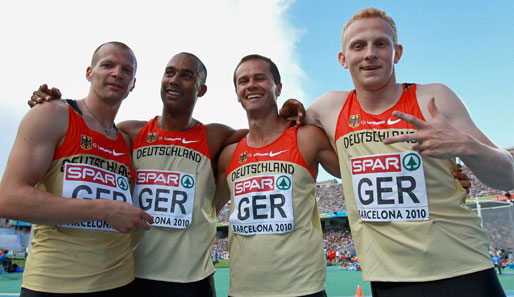 Ebenfalls einen dritten Platz erreichte die deutsche 4x100-Meter-Staffel der Herren. Gold ging an die Franzosen, die italienische Staffel holte Silber
