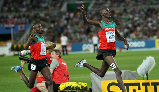 Einmal groß, einmal klein! Über die 1500 Meter der Männer siegten mit Asbel Kiprop (r.) und Silas Kiplagat wieder zwei Kenianer