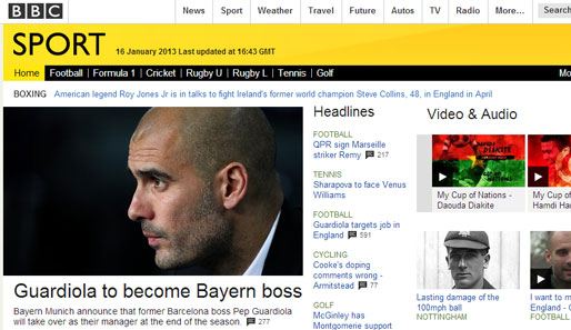 Die "BBC" beschränkt sich auch auf das Vermelden der Nachricht: "Guardiola wird Bayern-Boss"