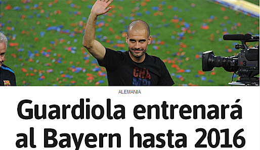 "AS" geht auf die Vertragslaufzeit ein: "Guardiola trainiert die Bayern bis 2016"