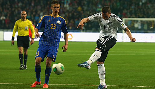 Für Lukas Podolski war es bereits der 108. Einsatz im DFB-Trikot. Der Londoner rangiert damit in der ewigen Einsatzliste gemeinsam mit Jürgen Klinsmann auf Platz drei