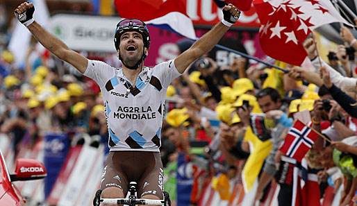 Am Ende jubelte allerdings zum ersten Mal in diesem Jahr ein Franzose. Christophe Riblon gewann im Tour-Mekka