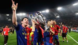 27. Mai 2009: FC Barcelona - Manchester United 2:0 - Drei Jahre später ist Messi glücklich. Champions-League-Sieg, er ist mit dabei und trifft zum 2:0. Per Kopf.