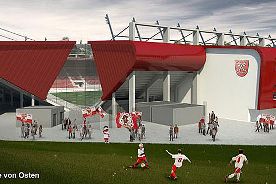 So sieht der Plan aus: Jahn Regensburg bezieht im Sommer die neue Arena. Kosten: 53 Millionen Euro, Kapazität: 15.000