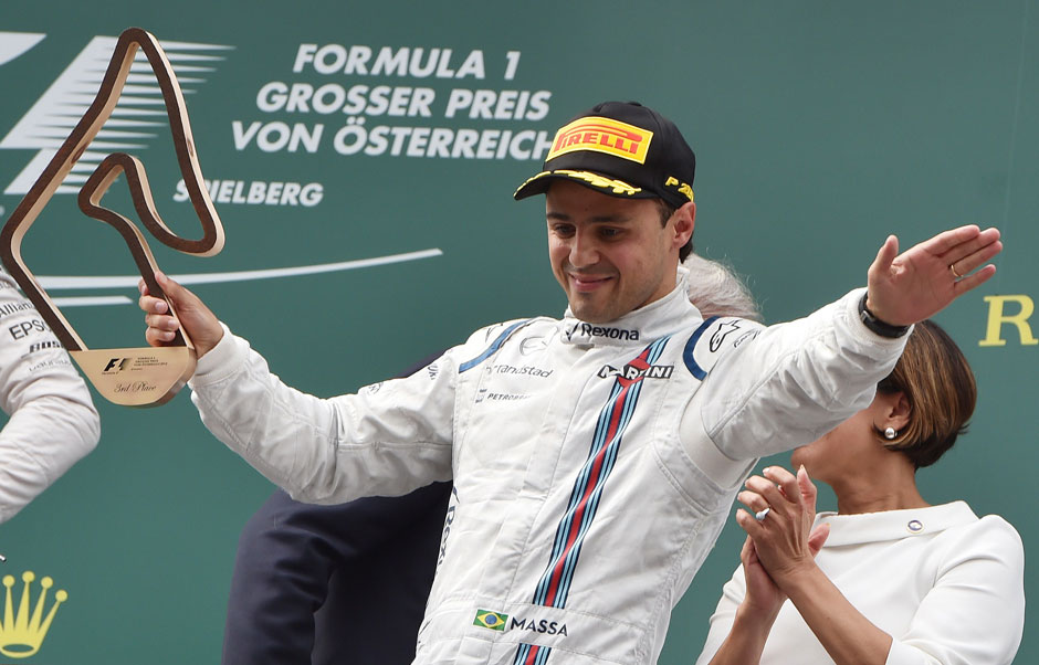Neben dem Sieger hat auch Felipe Massa dank Rang drei sichtlich Spaß