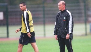 Wie alles begann: Stürmer Claudio Pizarro und Trainer Thomas Schaaf debütierten 1999 gemeinsam in der Profimannschaft von Werder Bremen