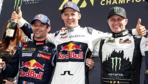 Ebenfalls neu dabei: Der neunfache Rallye-Weltmeister Sebastien Loeb (l.) im Peugeot-Hansen-Team. Er wurde beim dritten Lauf gleich mal Zweiter