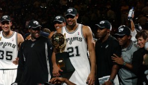 1999, 2003 & 2005: Tim Duncan - San Antonio Spurs - 4-1 vs. Knicks, 4-2 vs. Nets, 4-3 vs. Pistons