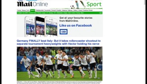 Die Daily Mail ausführlich, wie man sie kennt: Eine "Elfmeter-Achterbahn", nach der Deutschland "endlich" den Italien-Fluch besiegt