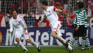 Champions League 2008/09, Achtelfinale, Bayern - Sporting: Nach einem 5:0 im Hinspiel fertigten die Bayern Sporting CP auch im Rückspiel mit 7:1 ab. Die Elf von Klinsmann kannte dabei kein Erbarmen