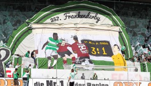 Das Frankenderby zwischen Greuther Fürth und dem 1. FC Nürnberg ist für die Fans natürlich ein Feiertag. Diese Choreo erinnert an den Fürther Sieg in der Bundesliga
