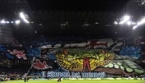 Das 222. Derby della Madonnina wollte von den Inter-Fans gebührend gefeiert werden, die mit einer riesigen Choreo in das Duell mit dem Stadtrivalen gingen. Zu sehen ist die obligatorische Schlange mit dem Spruch: Ein Symbol Mailands.