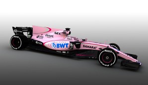 Force India VJM10: Durch einen Sponsoring-Deal mit BWT wird die Farbe auf den Kopf gestellt! Rosa ist die neue Grundfarbe des VJM10! Zusammen mit Magenta und Silber, versteht sich