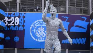 Und hier auch noch die Statue von Agüero - manch einer fühlte sich da allerdings eher an Toni Kroos erinnert. Das Gelächter in England war zumindest groß.
