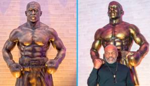 Seit Oktober 2021 hat mit Mike Tyson auch der jüngste Schwergewichtsweltmeister aller Zeiten seine Statue erhalten. Wo? In Las Vegas. Trotz Gesichtstattoo ist die Ähnlichkeit eher überschaubar. Tyson zeigte sich dennoch "ein bisschen überwältigt".