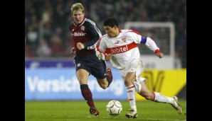 Das erste Mal Bundesliga: Am 7. Dezember 2002 wird Schweinsteiger im Spiel gegen Stuttgart in der 83. Minute eingewechselt
