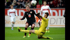 Auf Stefan Kießling ist in der Bundesliga gegen Stuttgart stets Verlass: Der Torjäger trifft nach 26 Minuten zum 1:1
