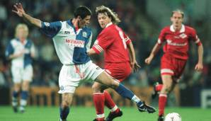 BLACKBURN ROVERS: Nach der sensationellen Meisterschaft in der Premier League spielten die Rovers in der Saison 1995/96 in der Champions League und wurden in der Gruppe mit Spartak Moskau, Rosenborg und Legia Warschau Letzter.