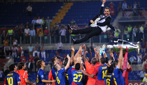 Und wieder der FC Barcelona - 2009 dominiert das Team von Trainer-Rookie Pep Guardiola im Finale Manchester United