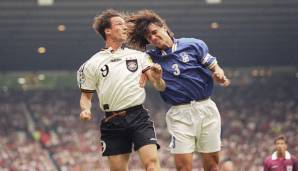 19. Juni 1996 (EM in England, Gruppenspiel): Das nächste 0:0 zwischen Deutschland und Italien in der legendären Reihe. An Einsatz mangelte es Fredi Bobic und Paolo Maldini in Manchester aber nicht.