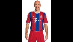 So sieht sie also aus, die neue Arbeitskleidung der Bayern. Arjen Robben gefällt das Trikot offenbar, obwohl er ja auch gern eine Nummer enger trägt