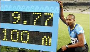 9,77 Sekunden: Asafa Powell (Jamaika) 2005 in Athen