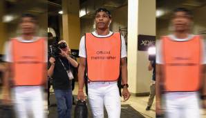 Dieses Outfit trug Westbrook gegen die Warriors vor wenigen Jahren: Als "Hommage" an Ex-Buddy Kevin Durant spielte er auf dessen Hobby an ...