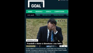 "Goal Italia" sprach nach dem Rücktritt von Trainer und Verbandschef von einem "italienischen Zusammenbruch"