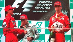 Ferraris Leichtblech-Posse, 1999: In Malaysia fährt Ferrari angeblich mit zu großen Leichtblechen und wird disqualifiziert. Häkkinen wähnt sich schon als Weltmeister, doch Ferraris Berufung hat Erfolg - die Disqualifikation wird zurückgenommen.