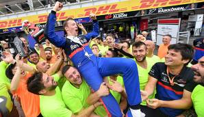 Daniil Kvyat feierte seinen dritten Platz.