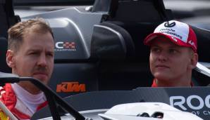 Mick Schumacher (r.) und Sebastian Vettel im Rahmen des Race of Champions im Januar 2019 in Mexiko City.