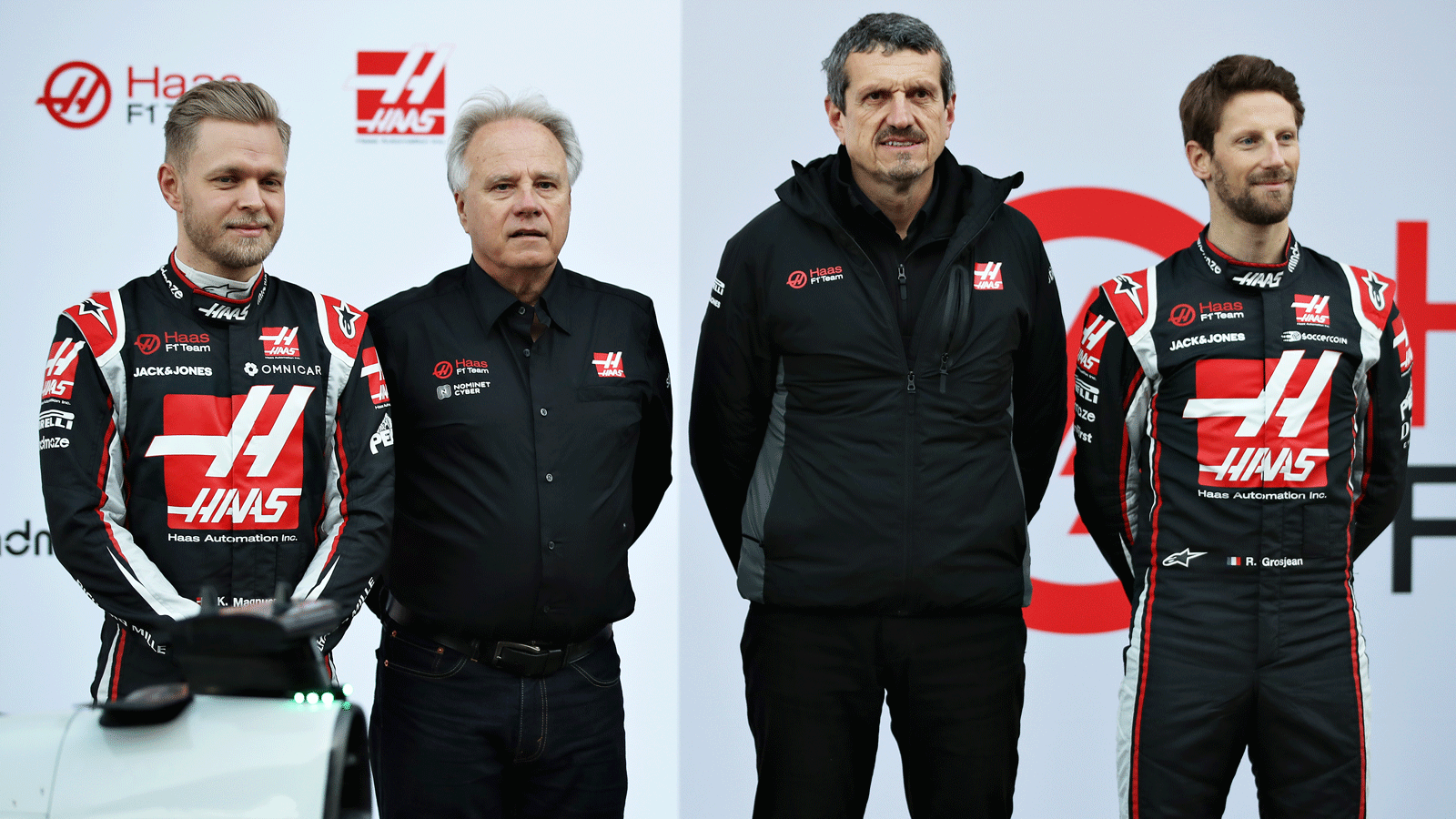 Haas, Günther Steiner, Kevin Magnussen, Romain Grosjean