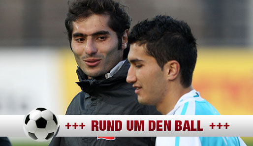 Halil Altintop (l.) und Nuri Sahin stehen heute Abend in der Startelf gegen Deutschland