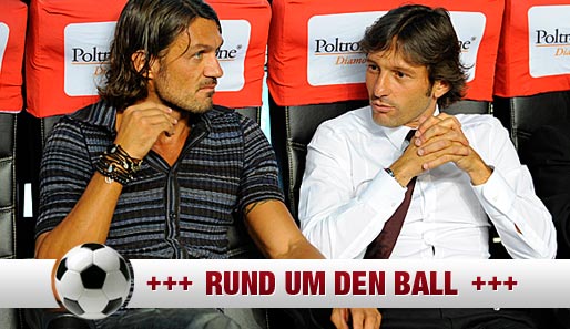 Paolo Maldini (l.) und Leonardo kennen sich aus gemeinsamen Tagen bei Milan