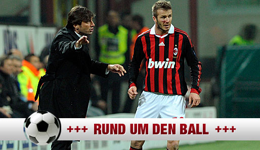Leonardo (l.) und David Beckham kennen sich noch aus ihrer gemeinsamen Zeit beim AC Milan