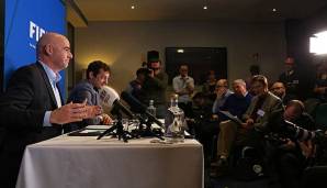 Gianni Infantino auf einer Pressekonferenz zum Videobeweis
