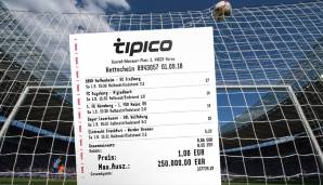 Auch in der Bundesliga kann man richtig absahnen, wie ein 31-Jähriger aus Herne bewies. Der Gute tippte alle Tendenzen der fünf Samstagsspiele richtig, inklusive Halbzeitstände. Am Ende stand der Tipico-Rekordgewinn (250.000 Euro) zu buche.