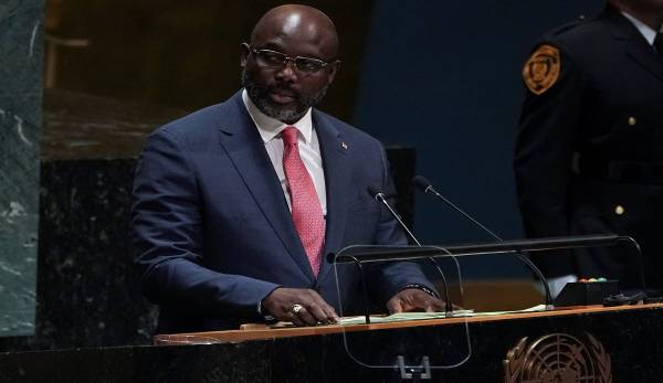George Weah spicht als Präsident Liberias vor der UN-Generalversammlung
