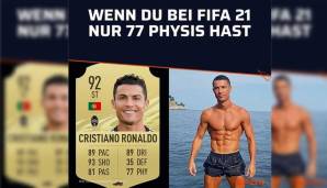 Für Gelächter sorgte auch die physische Bewertung von CRISTIANO RONALDO, der nur 77 Punkte in dieser Kategorie erhalten hatte. Angesichts seines unfassbar durchtrainierten Körpers eine eher fragwürdige Bewertung.