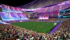 Stadion-Anpassung: Das individuelle Gestalten der eigenen Arena wird in FIFA 22 ausgebaut. Neu ist beispielsweise die Integration eines VIP-Bereichs, die Anpassung von Bannern und Fahnen oder von gesamten Choreos.