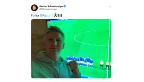 Bastian Schweinsteiger will Italien bei der WM 2022 sehen. Also: Posting vor der Flimmerkiste und gleich feiern.