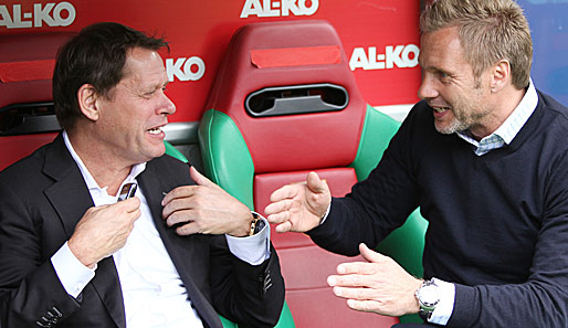 Im Moment ist Frank Arnesen (l.) noch Ansprechpartner von HSV-Trainer Thorsten Fink