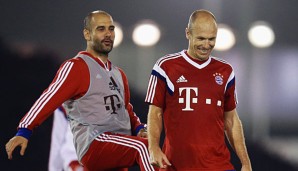 Verstehen sich prächtig: Pep Guardiola (l.) und Arjen Robben