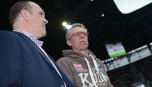 Peter Stöger (r.) ist seit 2013 Trainer des 1. FC Köln